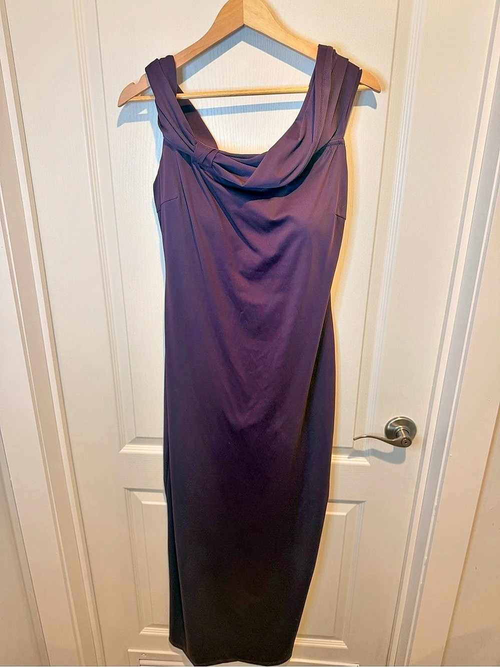 Popilush Shapewear Strappy Cowl Neck Fit & Flare Midi Dress Purple XXL
